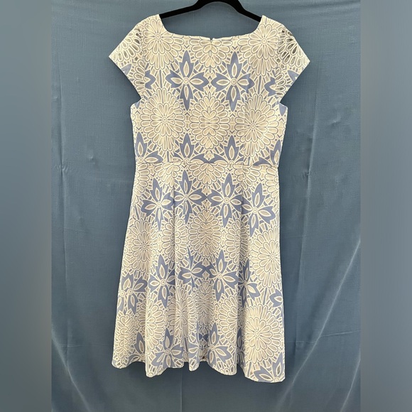 Beautiful, RSVP by Talbots, periwinkle & white, lace cut-out, a-line dress. - Picture 2 of 7